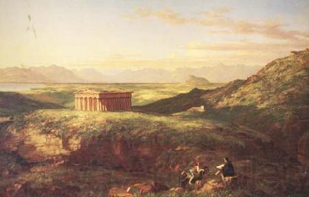 Thomas Cole The Temple of Segesta with the Artist Sketching (mk13) France oil painting art